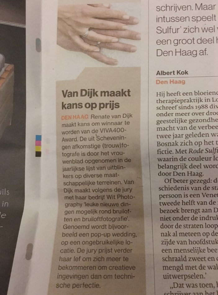 Algemeen dagblad artikel over Renate van Dijk die opgenomen is in de VIVA400