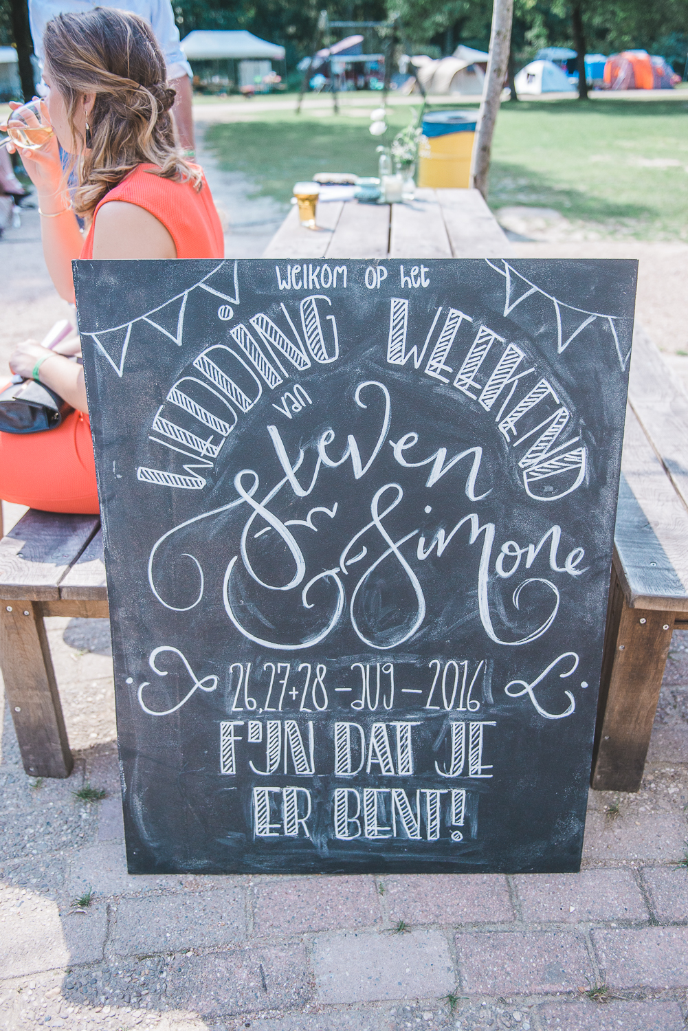 Handlettered chalkboard welcome sign for a wedding
