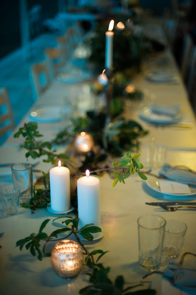 A dinner table at a destination wedding in Greece