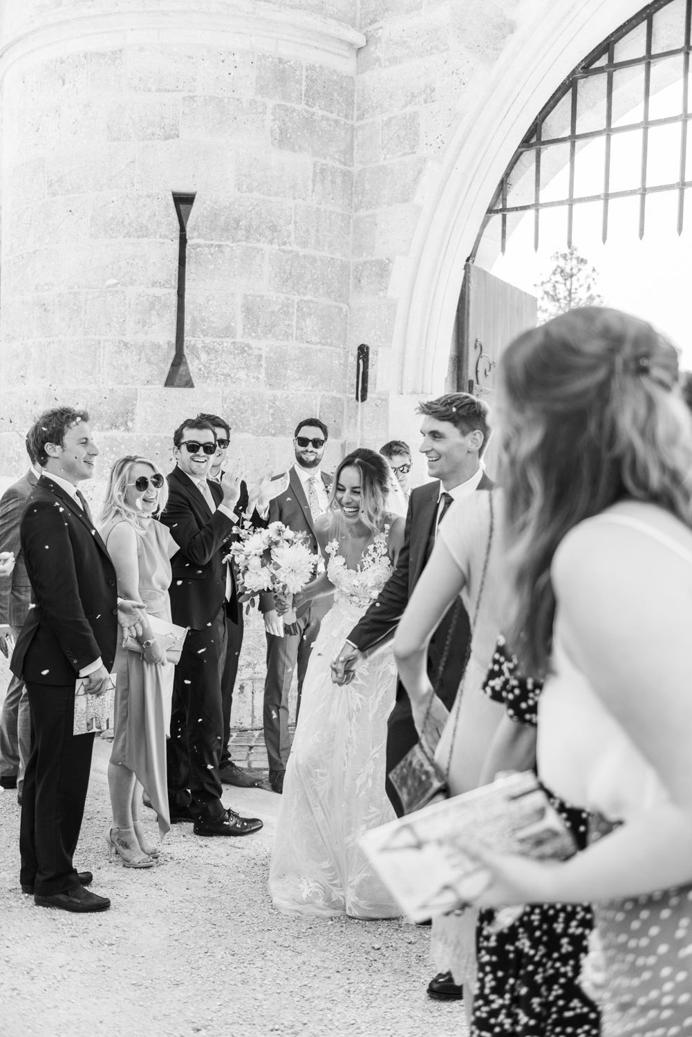 Black and white wedding photography in France