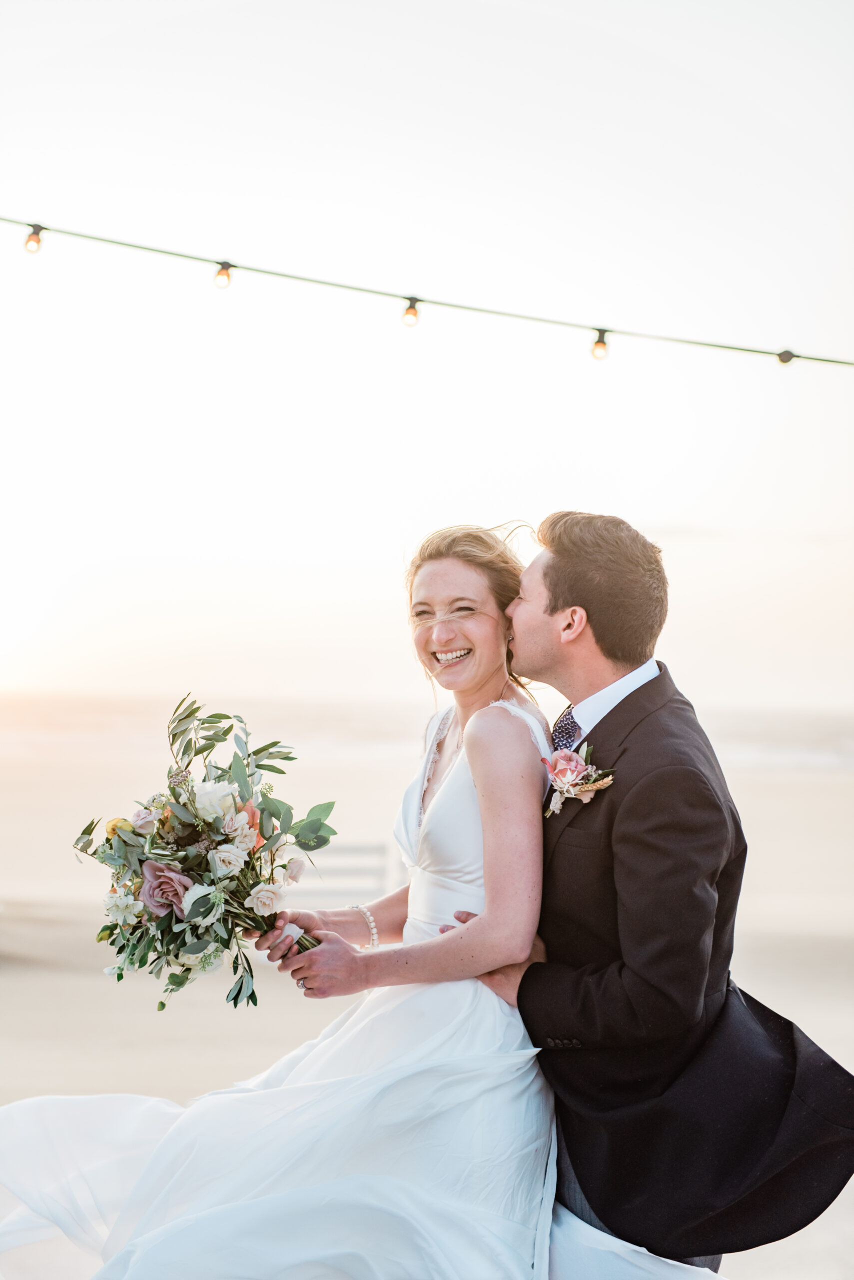 Netherlands wedding photography of a bride and groom on The Hague beach in Scheveningen
