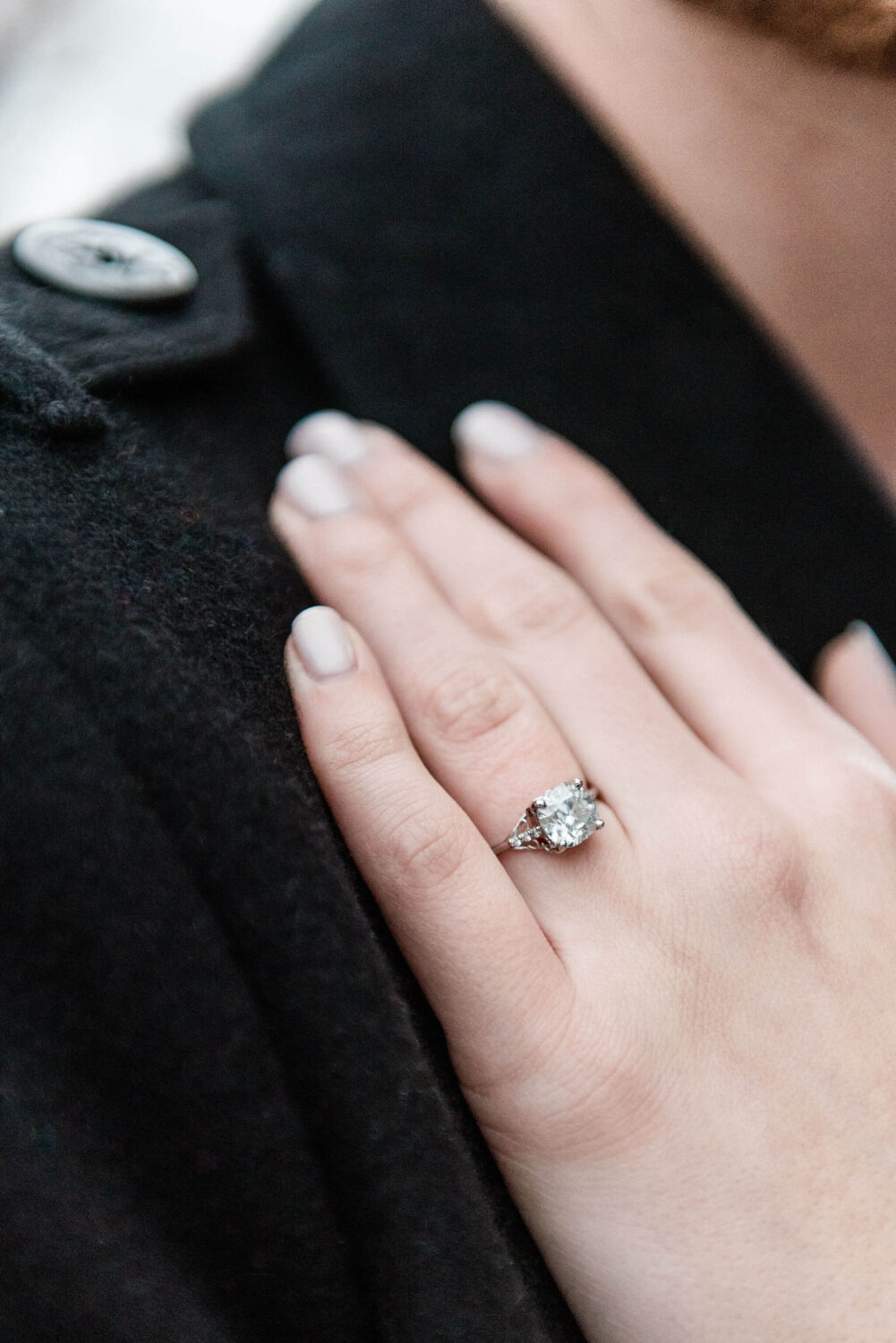 Engagement ring shot during a Paris couple shoot